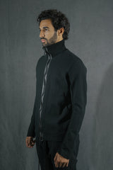 Zip High Neck Stripe Noir